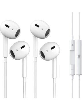 Wired Earbuds with Microphone & Volume Control - Noise-Canceling Headphones for